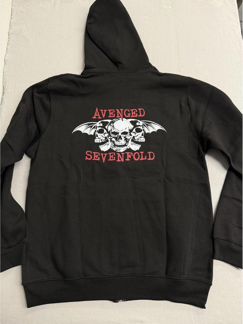 Avenged Sevenfold Zip Up Hoodie - A7X Skull Bat Wings - L